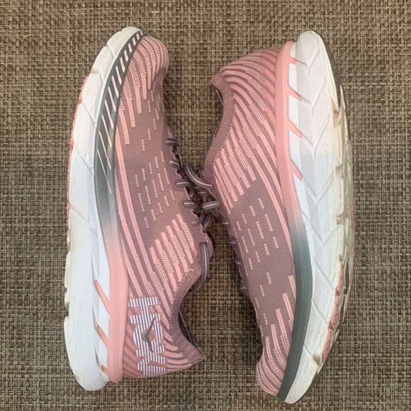 Hoka Shoes - Women’s Rose Gold Clifton 5 Knit Hoka Running Shoes- size 9.5